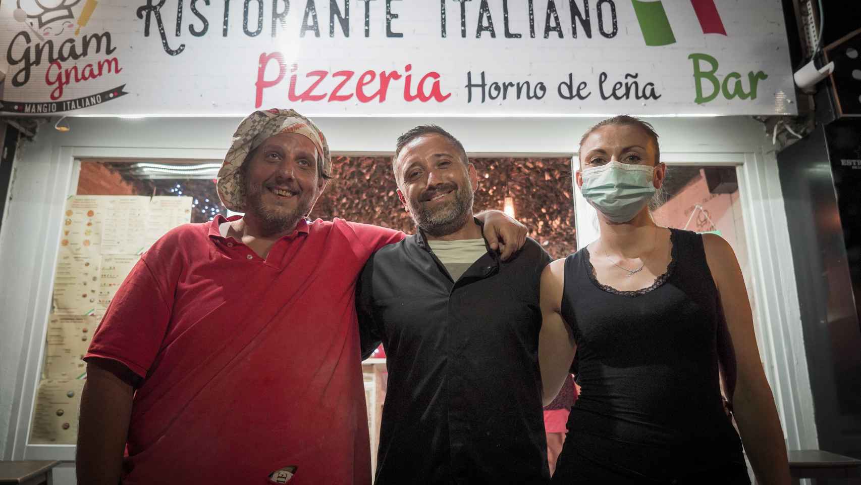 Darío (cocinero), Giussepe y Sonia, de la Pizzería Gnam Gnam.