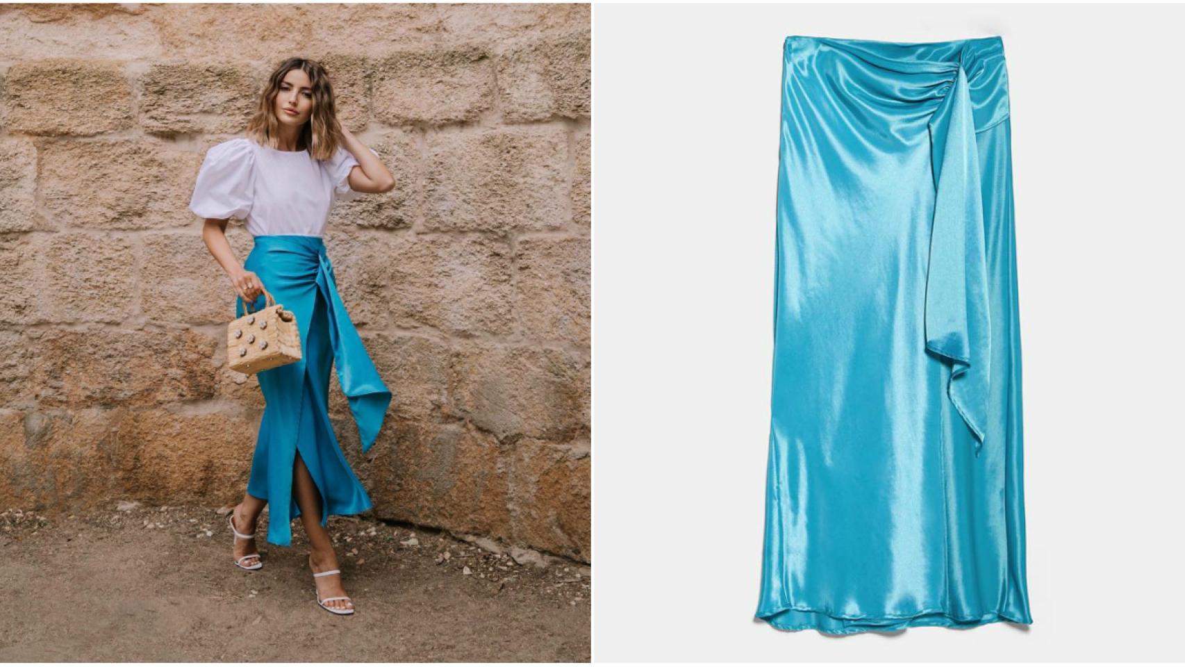 Alexandra Pereira y la falda de Zara en montaje de JALEOS.