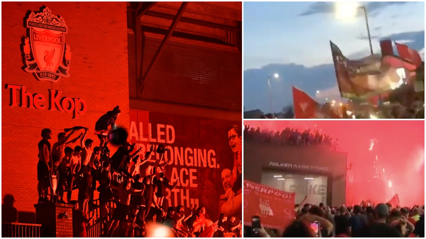 Los fans del Liverpool celebran la Premier League