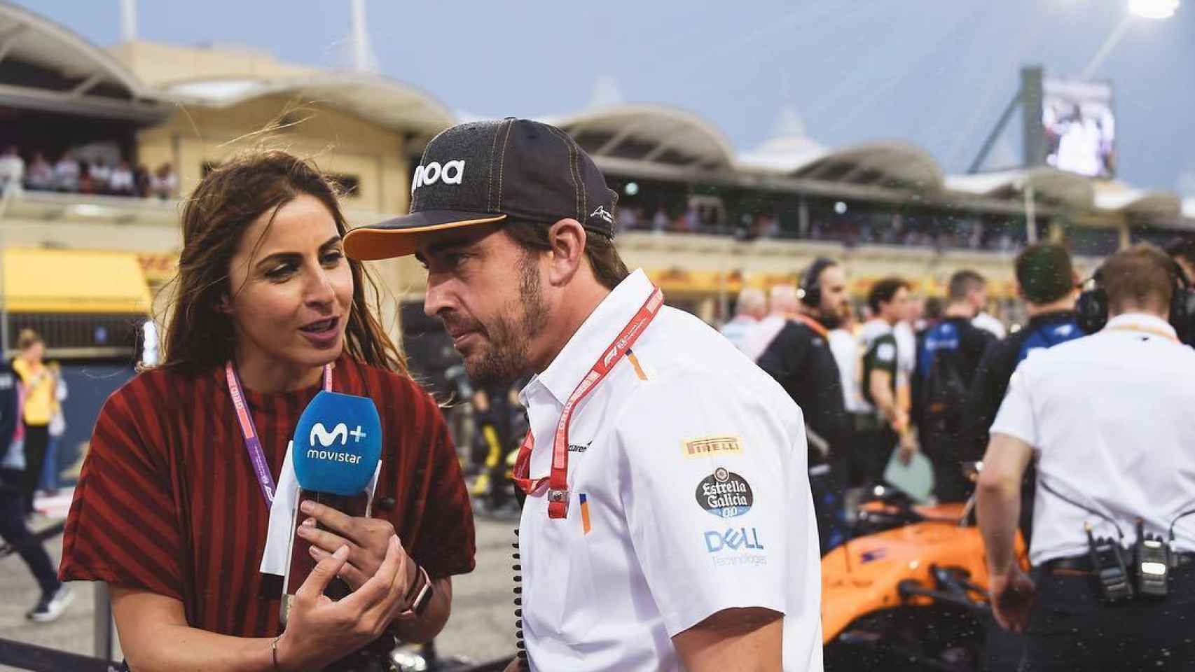 Noemi de Miguel entrevista a Fernando Alonso en la parrilla del GP de Bahrein 2019
