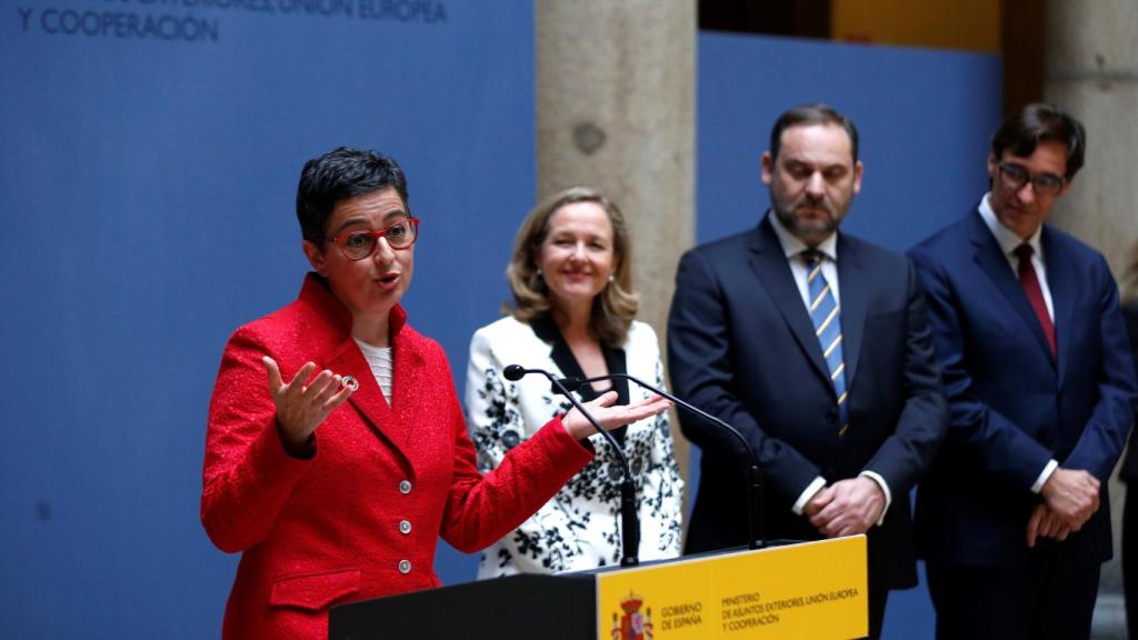 Arancha González Laya y Nadia Calviño, en su toma de posesión.