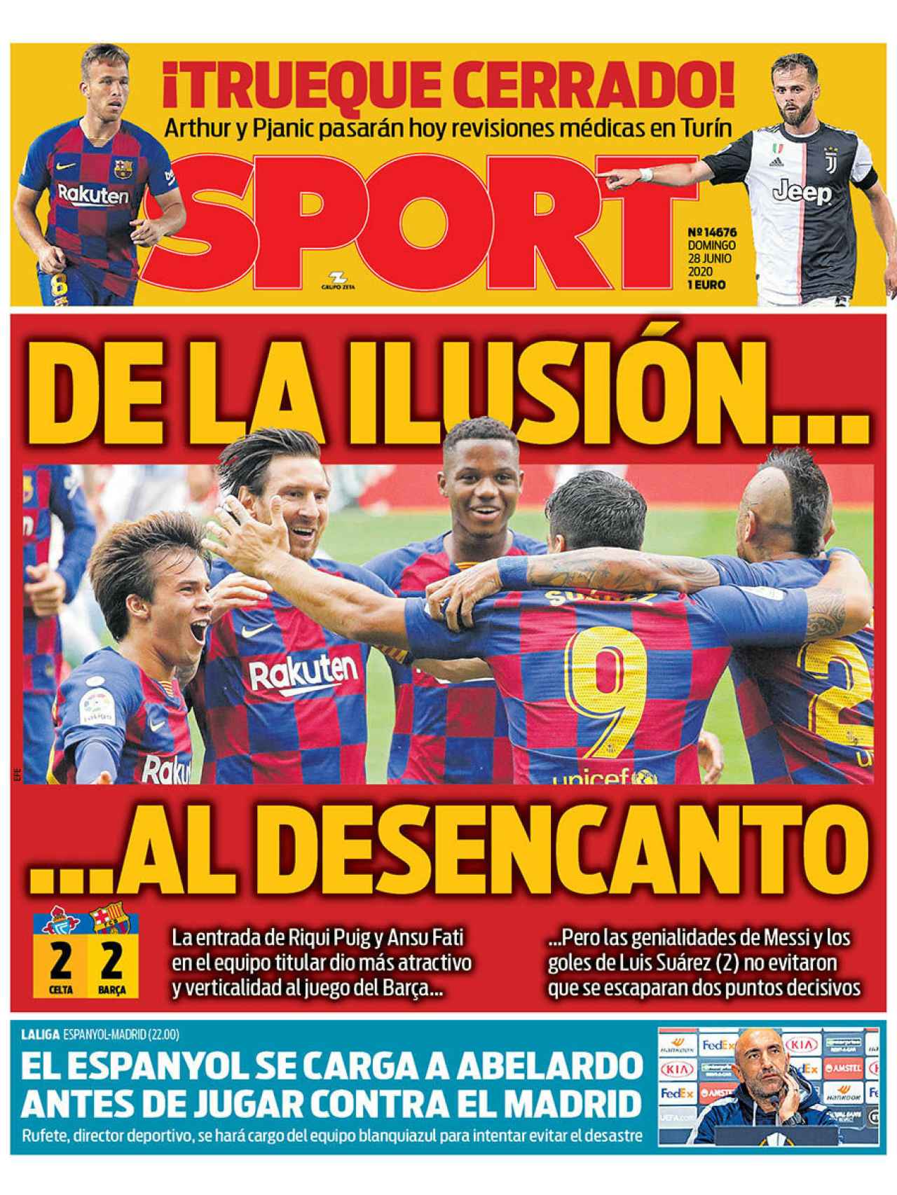 La portada del diario Sport (28/06/2020)