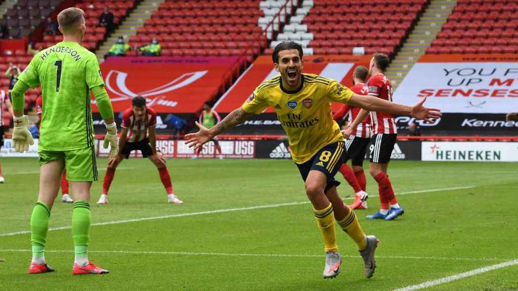 Dani Ceballos celebra su gol ante el Sheffield United con el Arsenal en la FA Cup