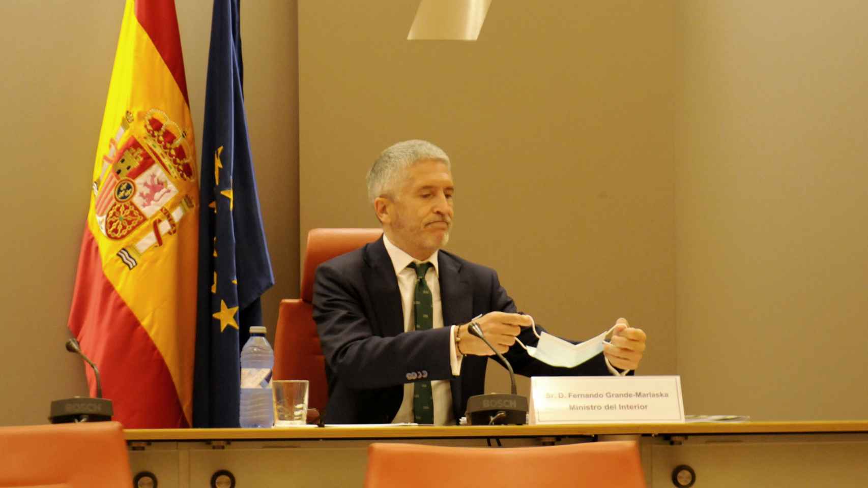 El Ministro del Interior, Fernando Grande-Marlaskla, durante la presentación de la Operación Verano 2020