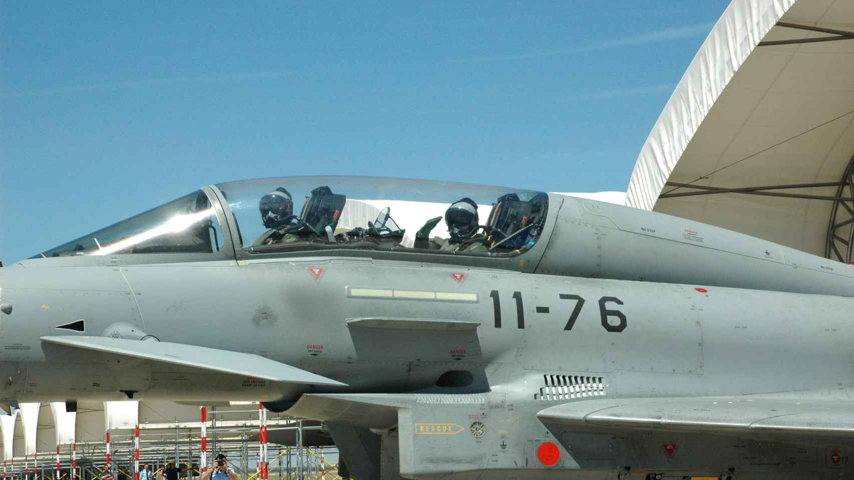 Eurofighter Typhoon de entrenamiento de el Ejército del Aire en la base aérea estadounidense de Morón