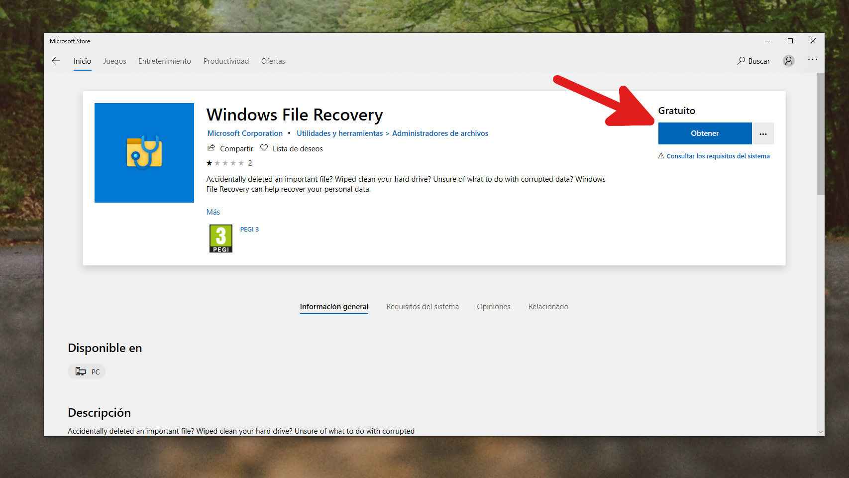 Cómo instalar la app de recuperación de archivos de Windows