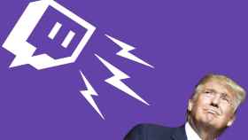 Fotomontaje con el logo de Twitch frente a la cara de Trump.