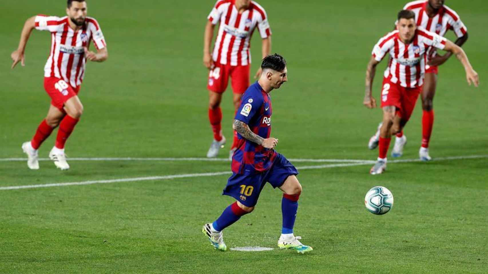 Lanzamiento de penalti de Messi a lo Panenka en el Barcelona - Atlético de Madrid de La Liga