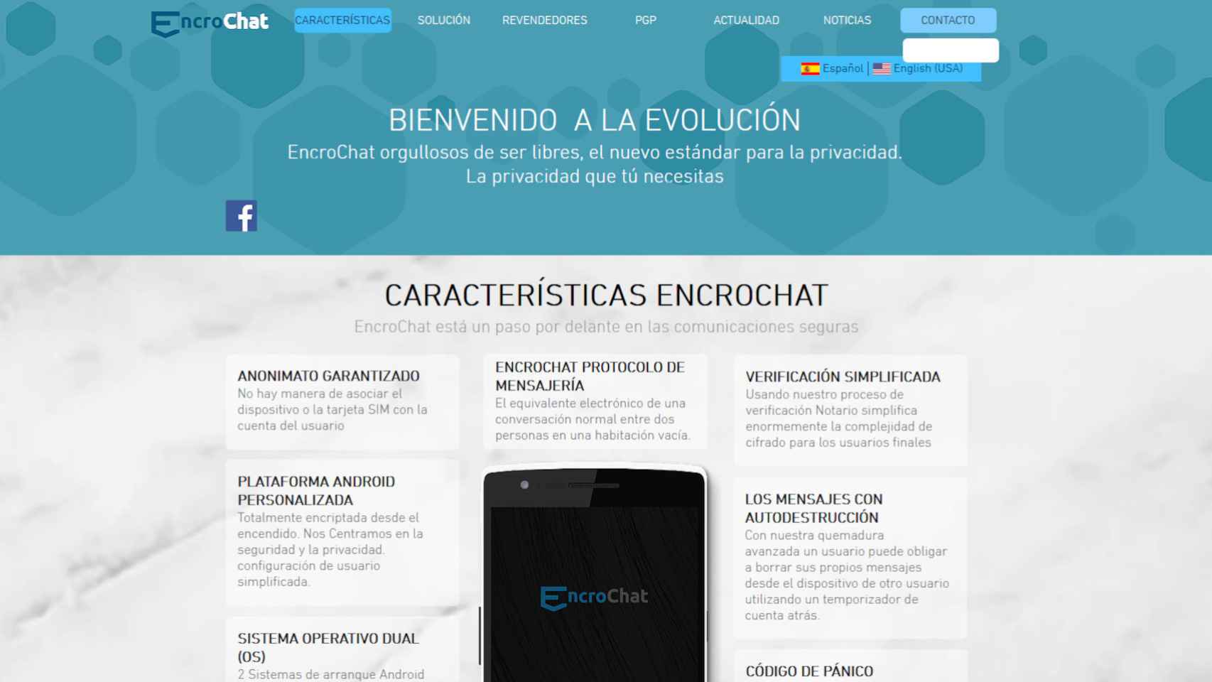 Página web de Encrochat para España
