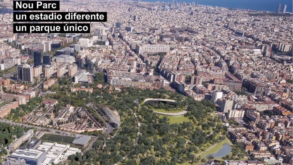 El 'Nou Parc' sobre el Camp Nou de Barcelona