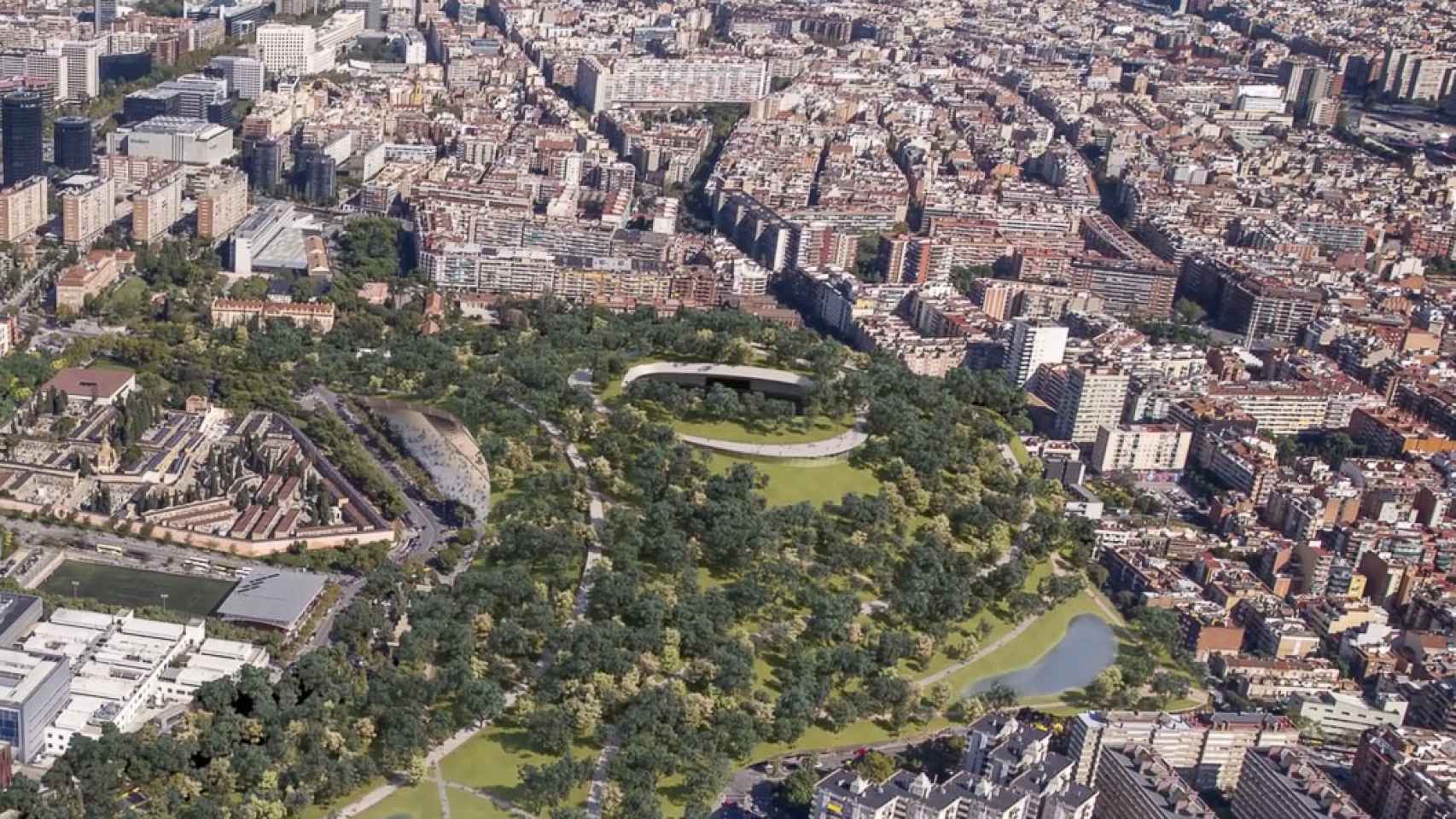 El 'Nou Parc' sobre el Camp Nou de Barcelona