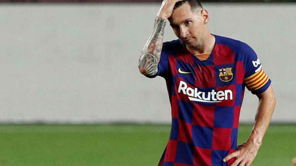 Messi, cabizbajo durante un partido del Barcelona