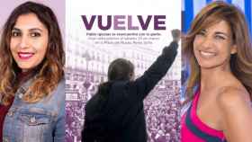 De izquierda a derecha: Dina Bousselham, el cartel de 'vuELve' y la periodista Mariló Montero.