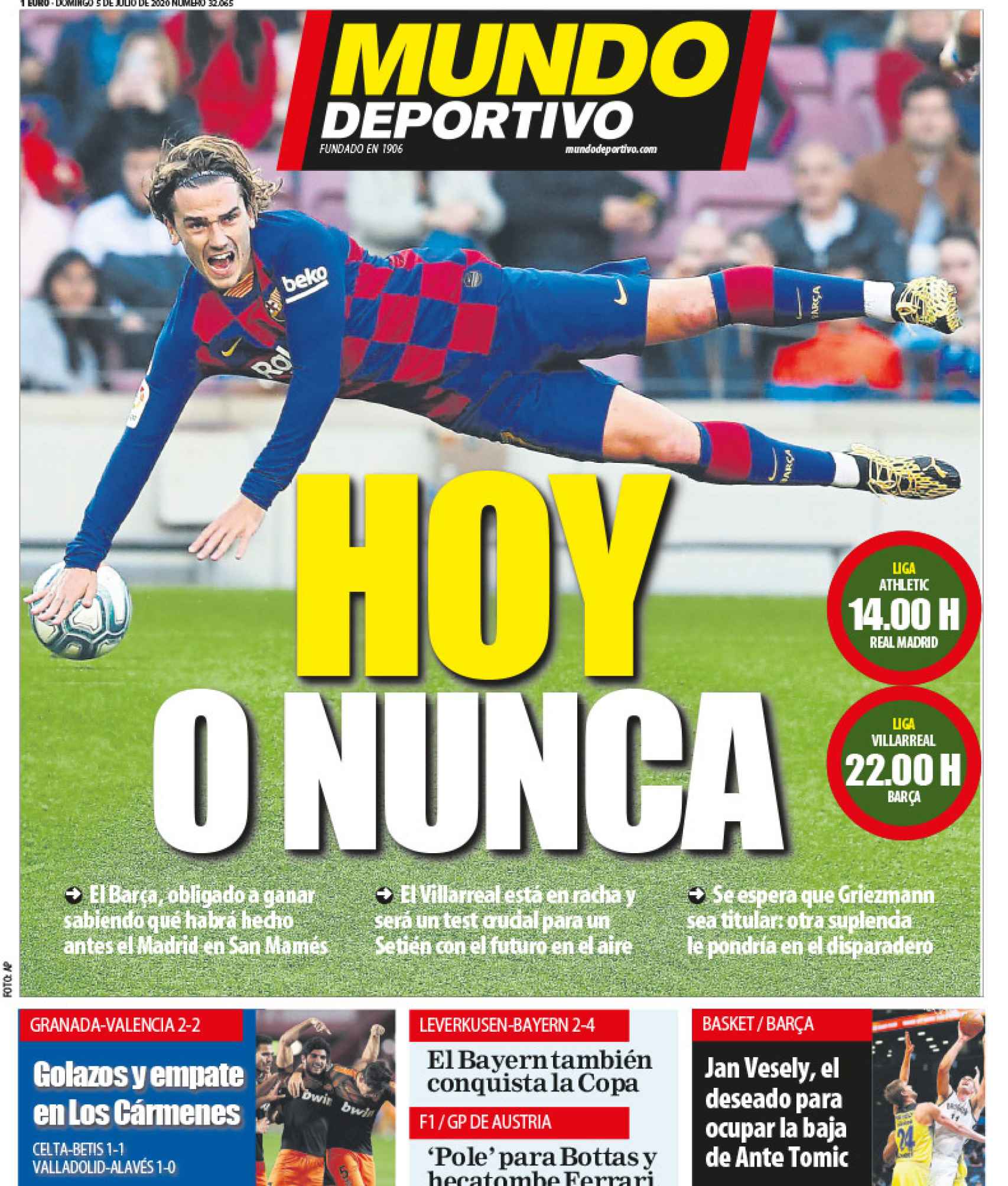 La portada del diario Mundo Deportivo (05/07/2020)