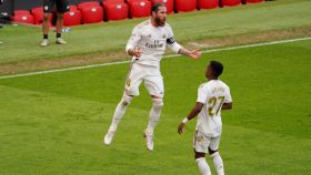 Sergio Ramos celebra su gol al Athletic