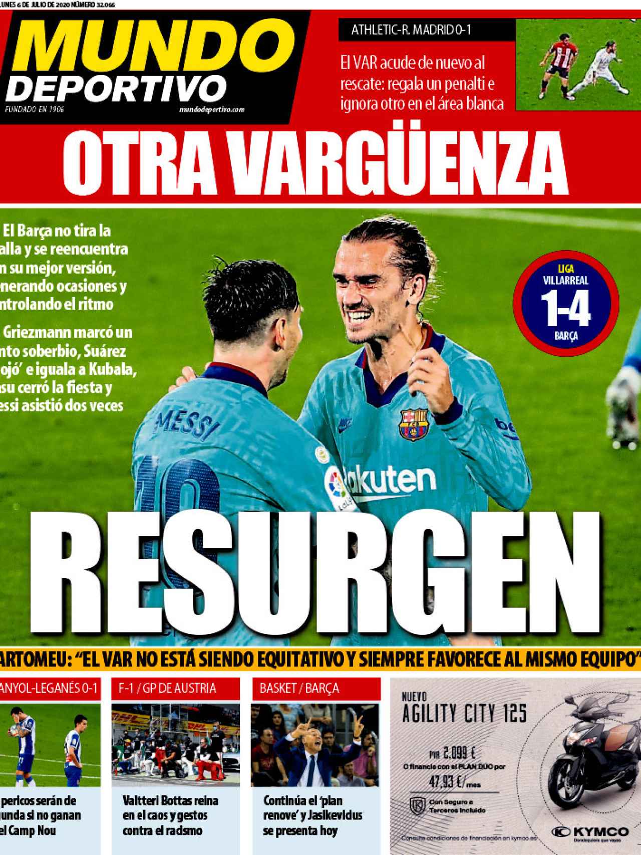 La portada del diario Mundo Deportivo (06/07/2020)
