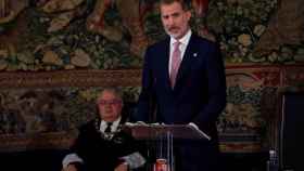 El rey Felipe durante su intervención en el acto del 40 aniversario del Tribunal Constitucional. Efe