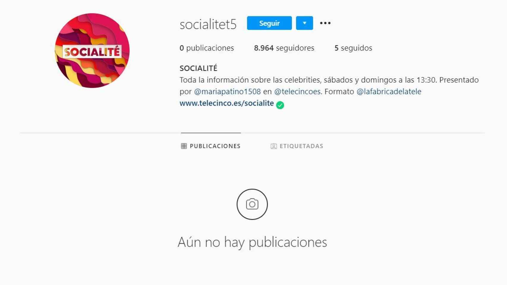 Perfil de 'Socialité' en Instagram.