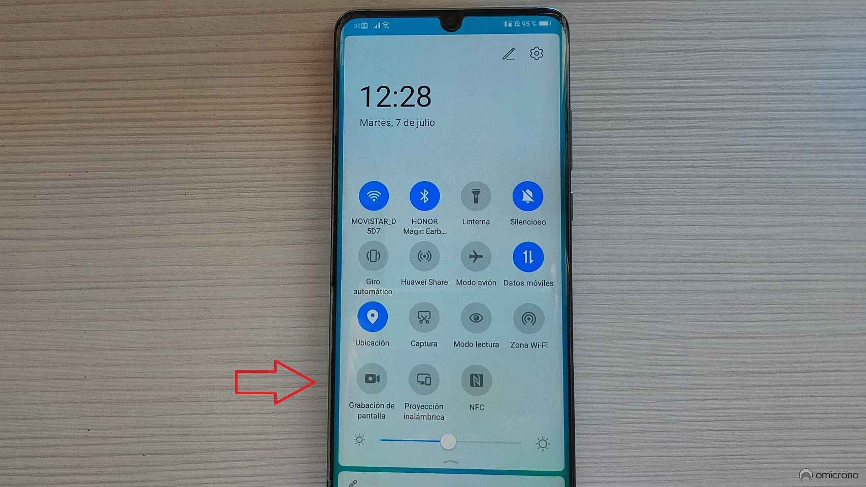 Grabación de pantalla en un Huawei.