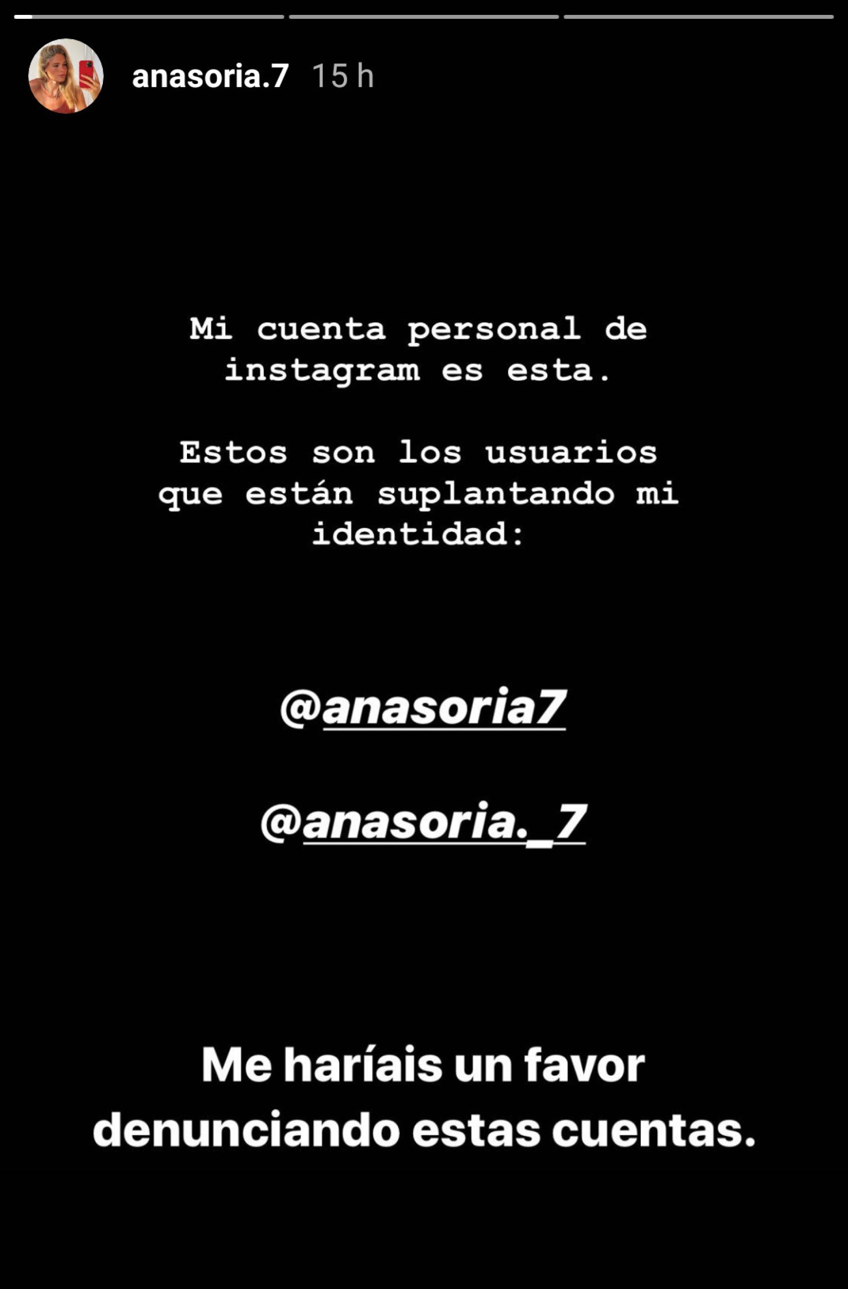 Captura de la denuncia de Ana Soria en las redes.