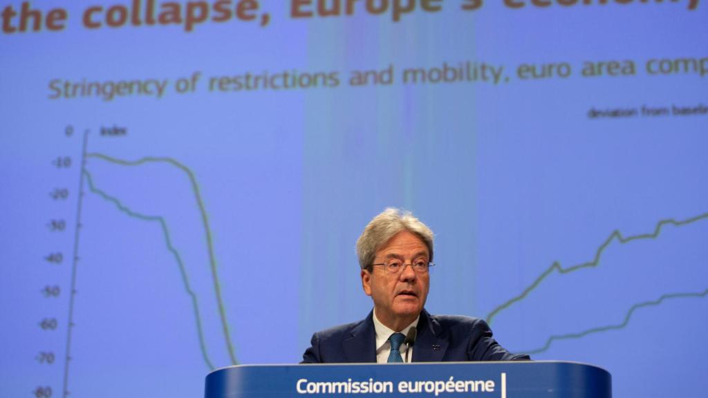 El comisario de Asuntos Económicos, Paolo Gentiloni, durante la rueda de prensa de este martes