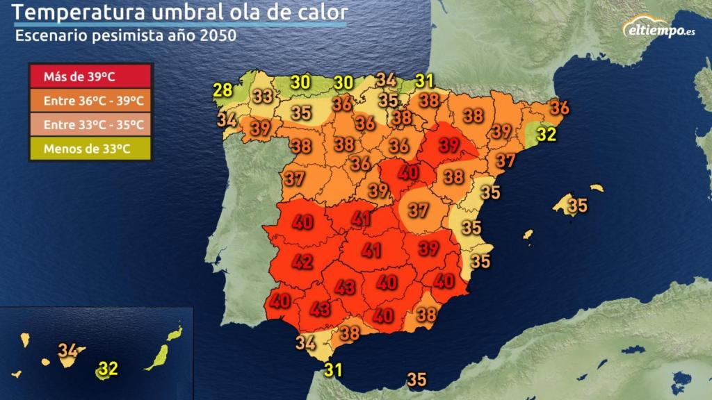 Mapa umbral ola de calor 2050