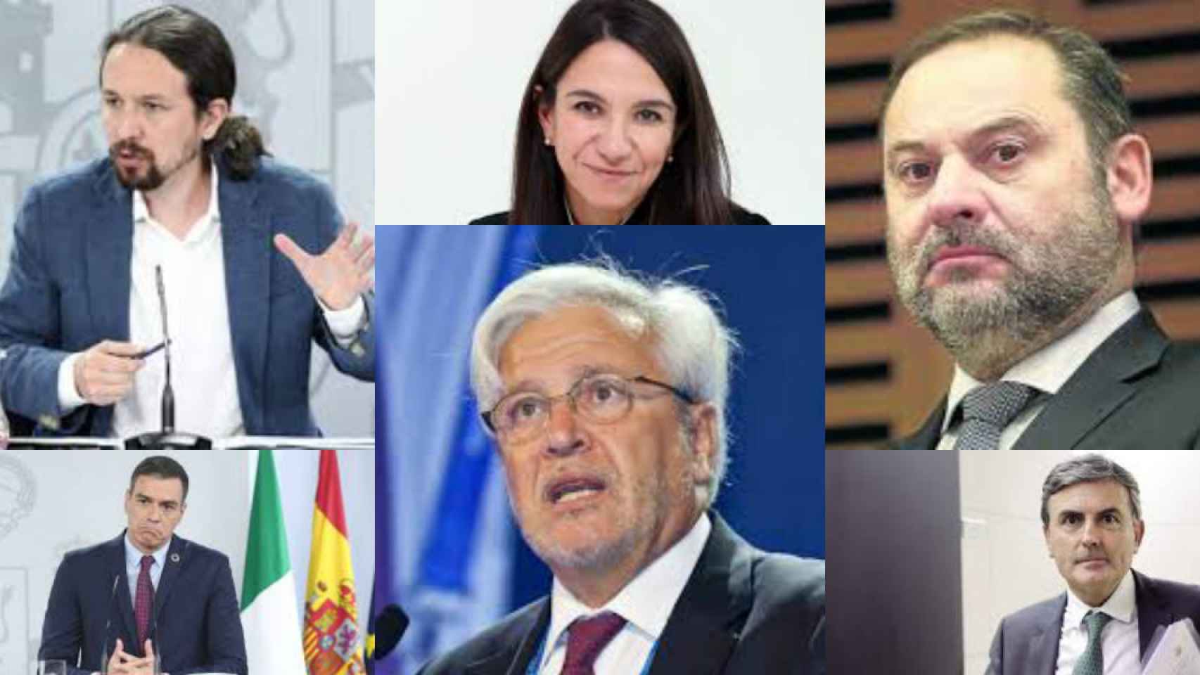 Pablo Iglesias, Pedro Sánchez, Beatriz Toribio, Joan Clos, José Luis Ábalos y Pedro Saura.
