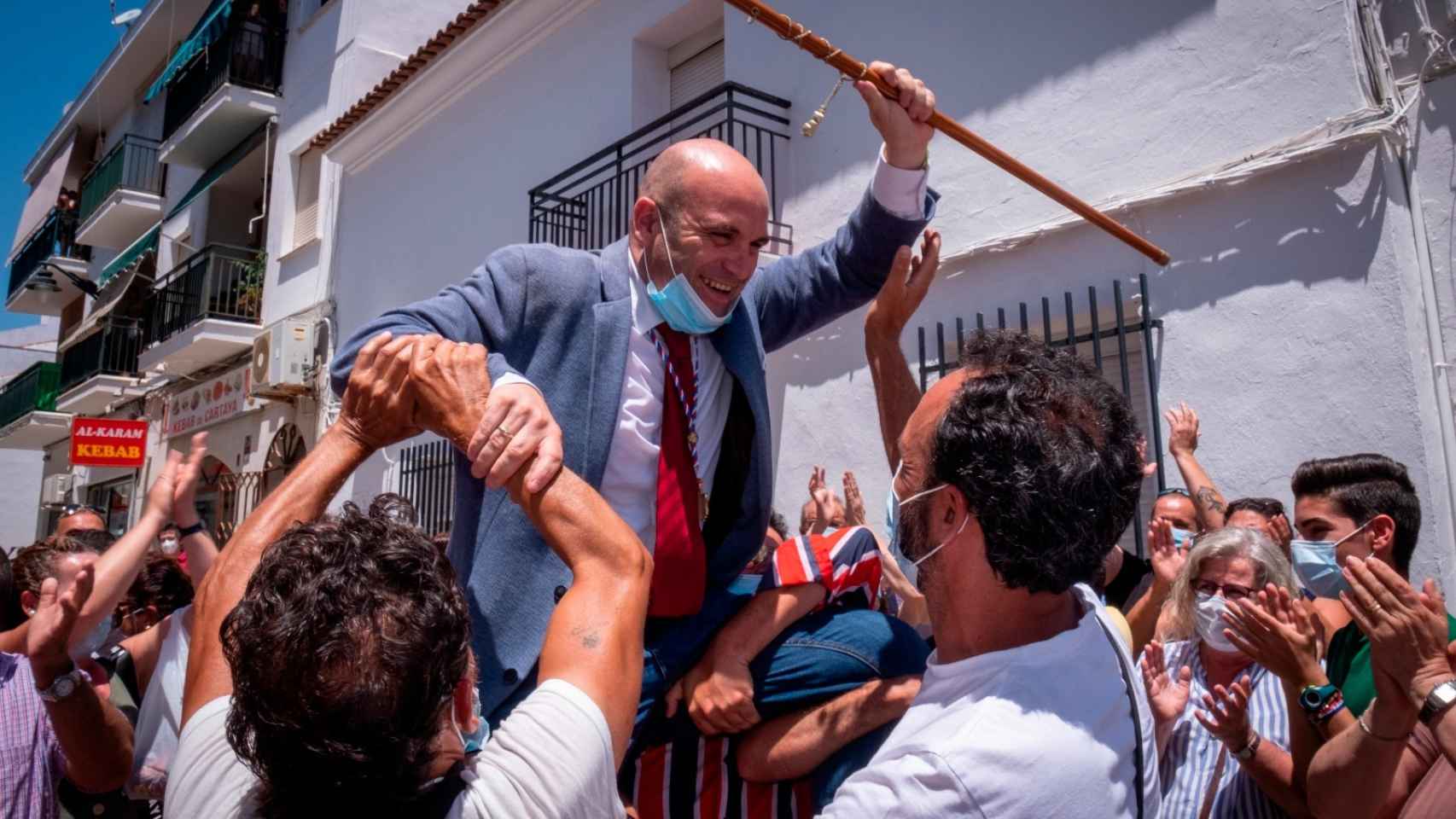 El alcalde de Cartaya, Alexis Landero, a la salida del pleno en el que tomó posesión el pasado lunes.