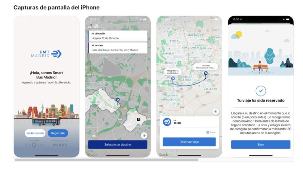 Interfaz de EMT Smart Bus Madrid en iOS.