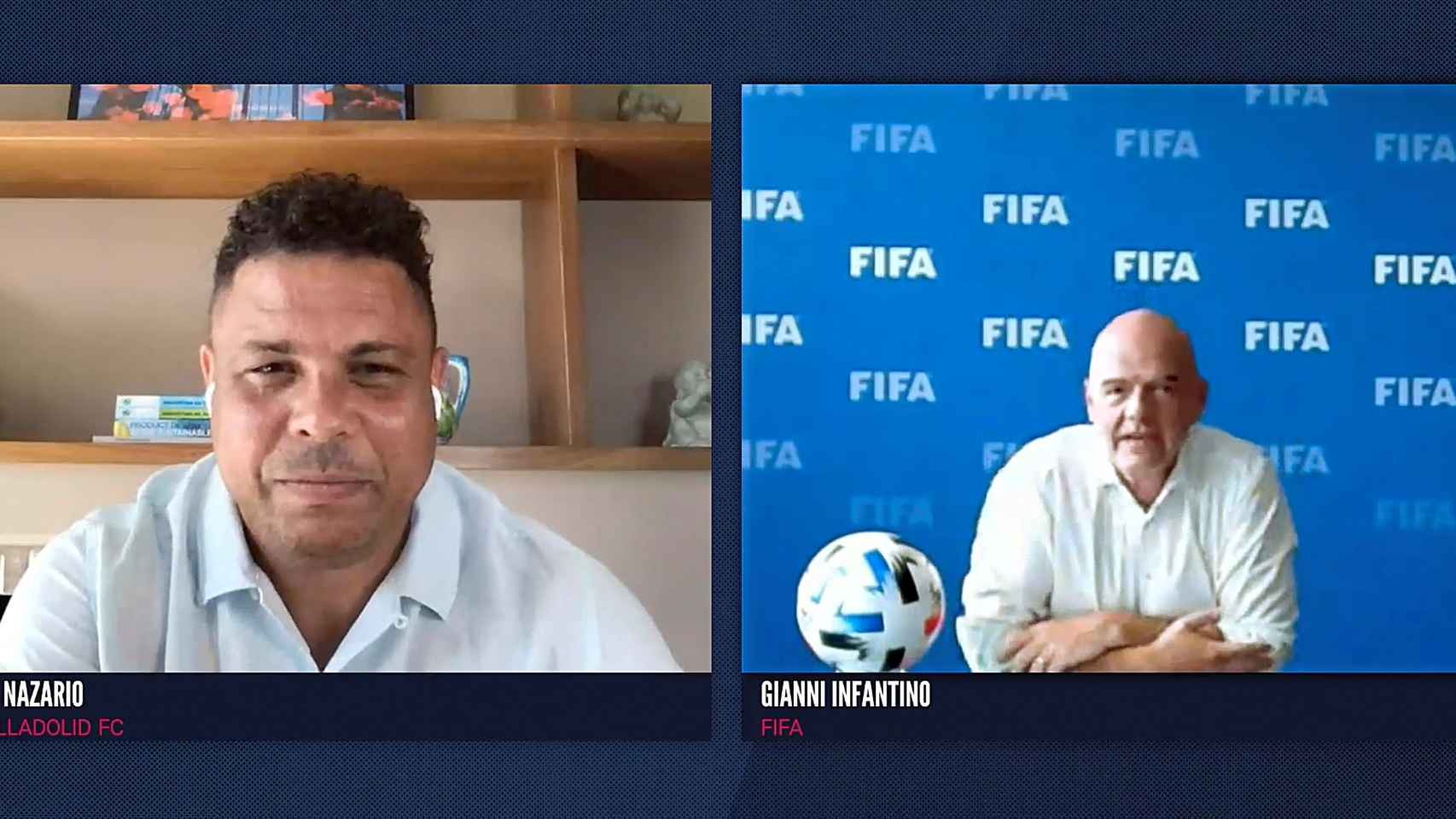 Ronaldo Nazario y Gianni Infantino, durante el World Football Summit