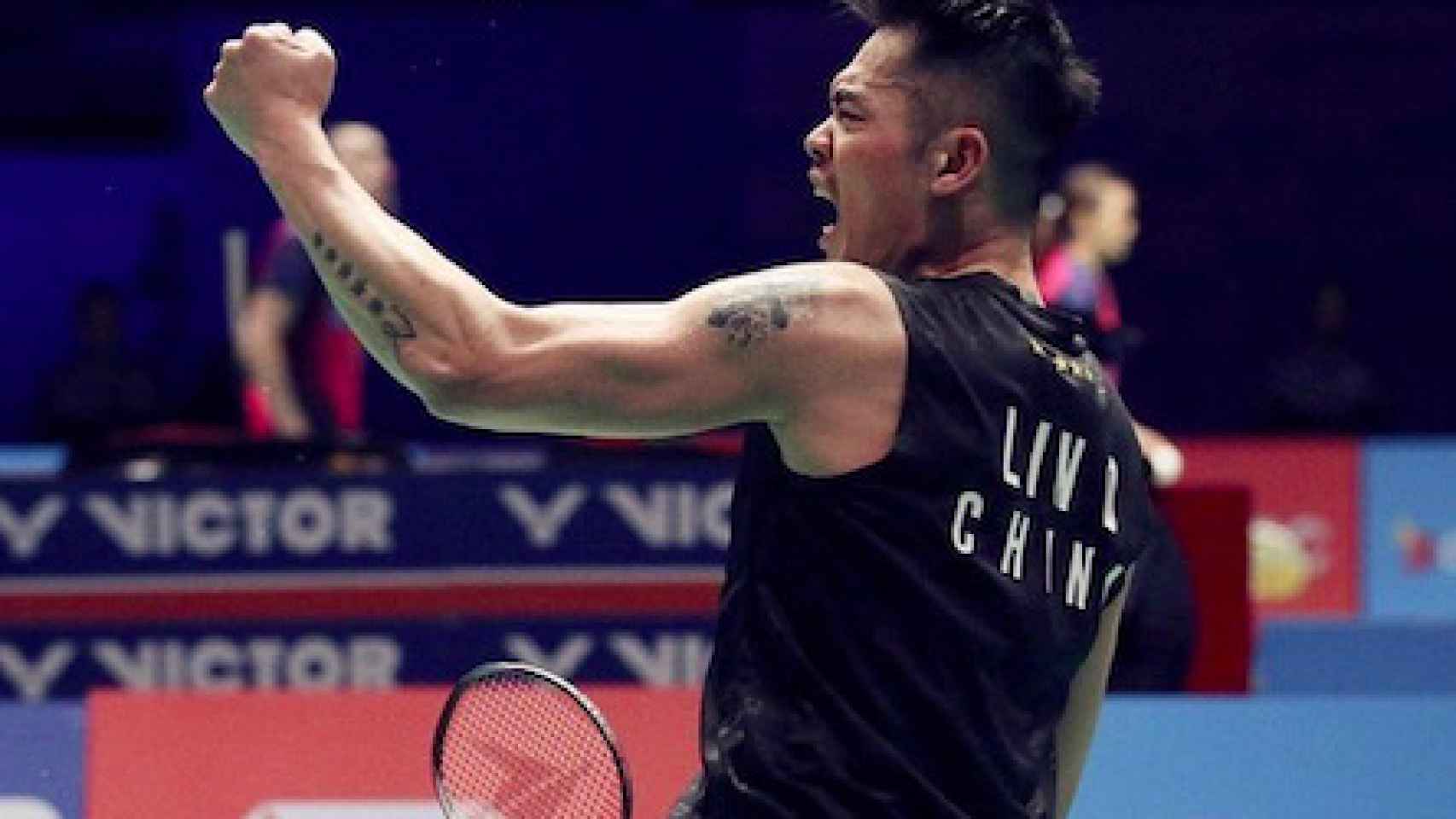 Lin Dan celebra un punto en el Open de Malasia