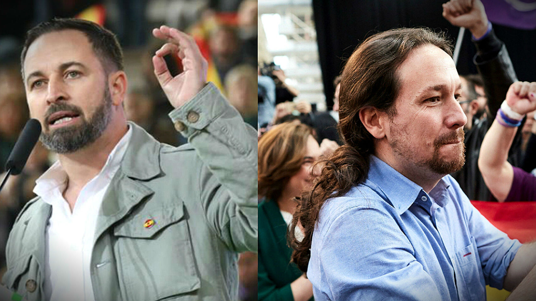 El presidente de Vox, Santiago Abascal, y el vicepresidente del Gobierno, Pablo Iglesias (Unidas Podemos).