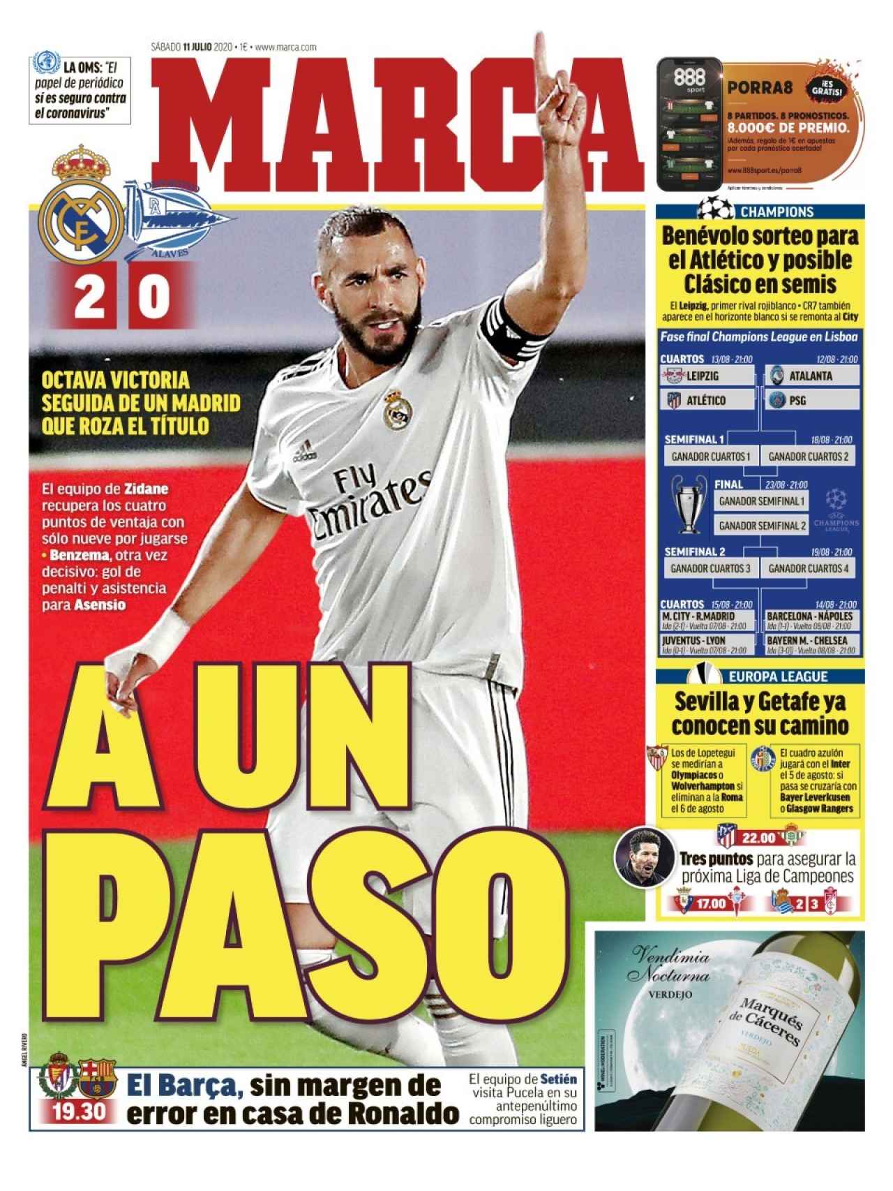La portada del diario MARCA (11/07/2020)