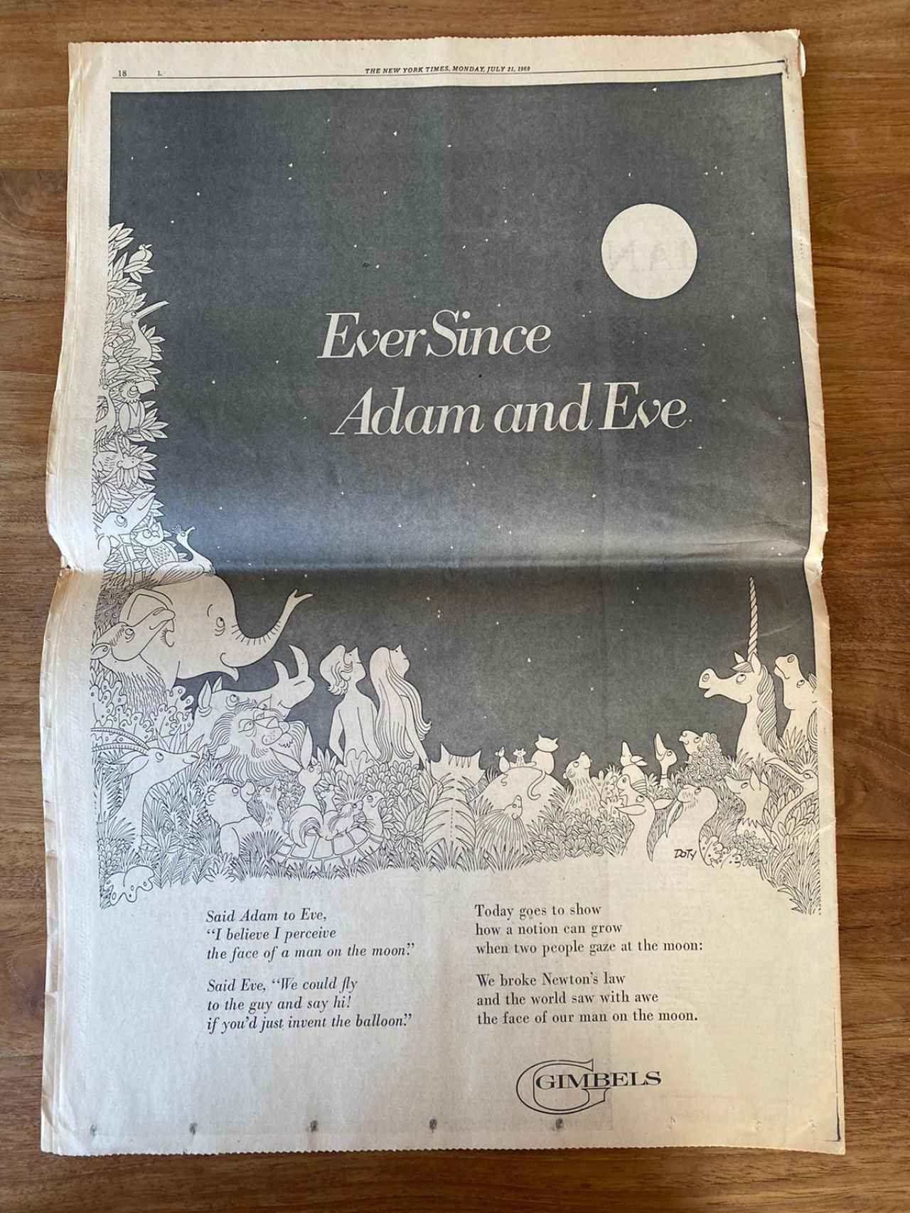 La contraportada de aquel ejemplar del 'New York Times' de 1969.