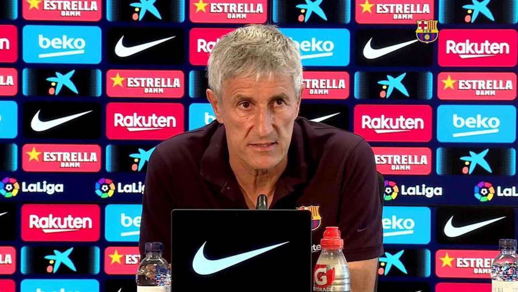 Quique Setién, entrenador del Barcelona, en rueda de prensa