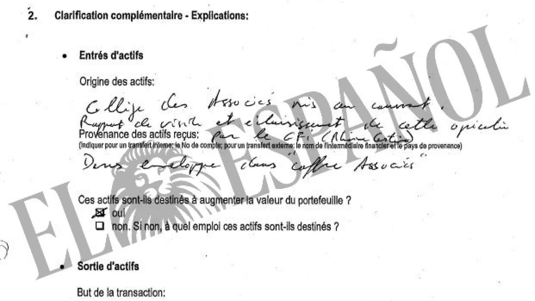 La documentación bancaria de Don Juan Carlos se guardó en un sobre en la caja de seguridad de los socios./