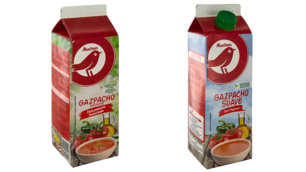Dos tipos de gazpacho de Auchan, la marca blanca de Alcampo.