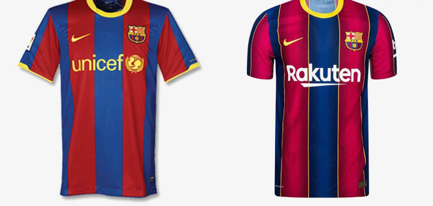 Comparación equipaciones Barça 2010/2011 - 2020/2021