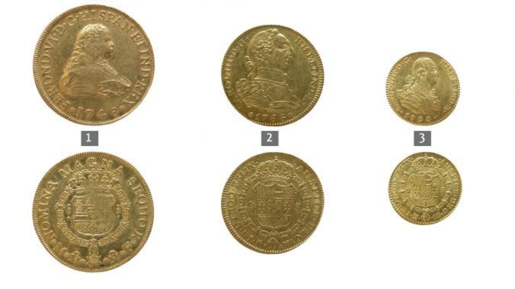 Monedas de oro del Tesoro de Sant Joan d'Alacant.