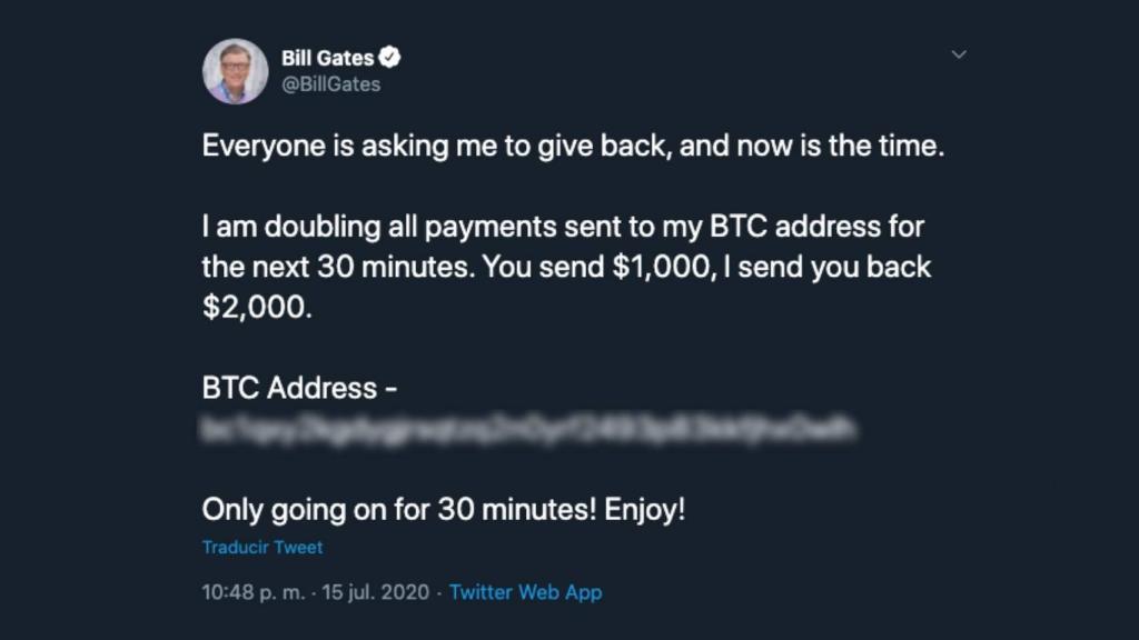 Tweet en la cuenta de Bill Gates