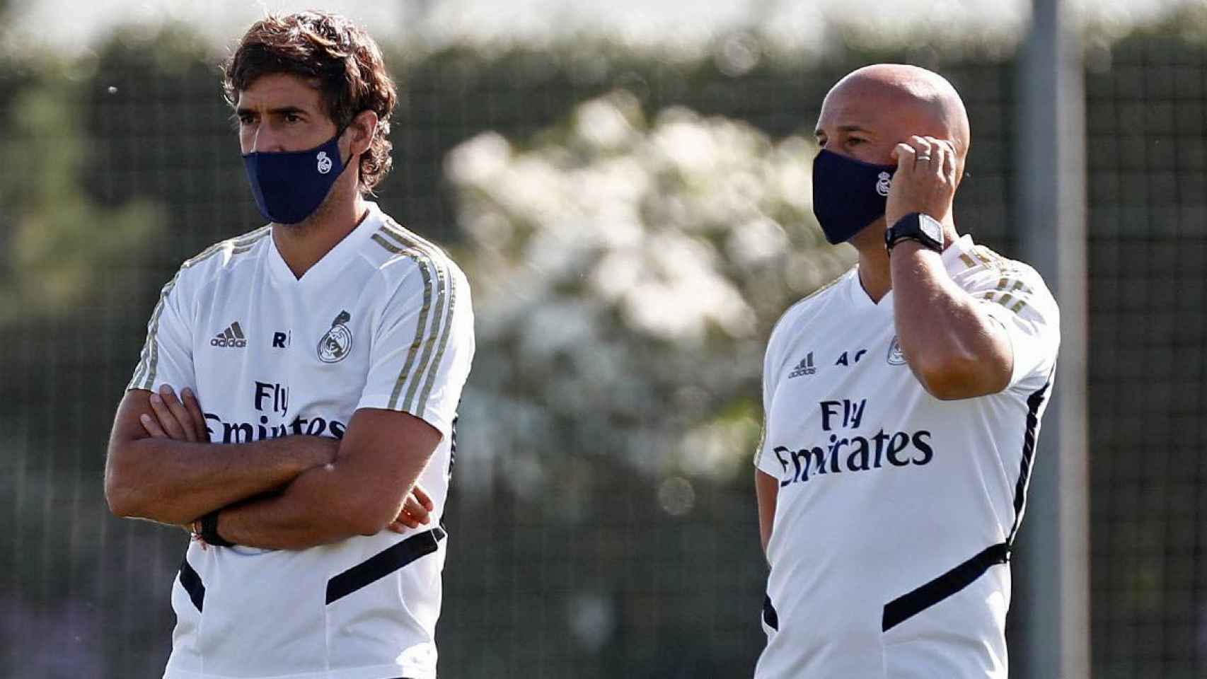 Raúl y Alberto Garrido, en el entrenamiento del Juvenil para preparar la UEFA Youth League