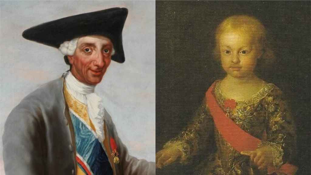 Carlos III retratado como cazador por Goya y su hijo Felipe Antonio Pascual.