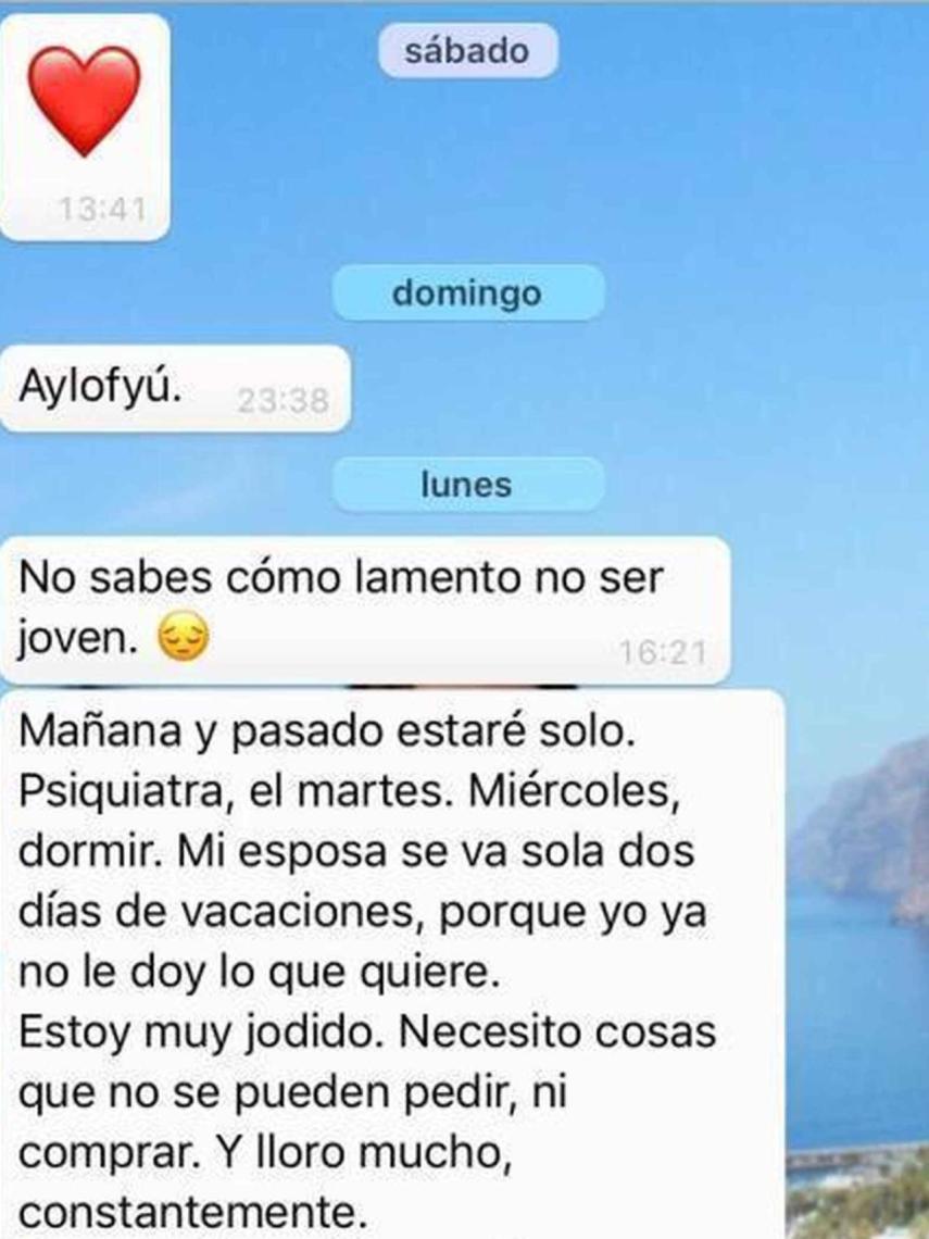 Captura del inicio del chat de WhatsApp en el que el profesor comienza a hablar a la alumna.