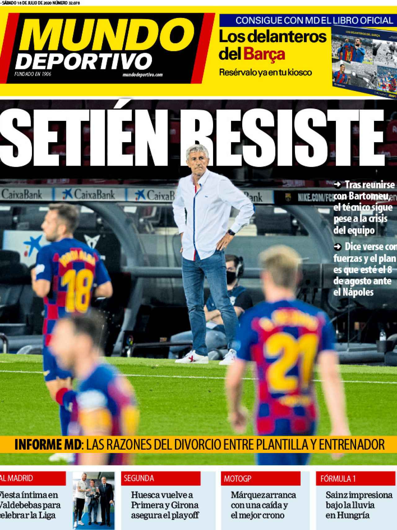 La portada del diario Mundo Deportivo (18/07/2020)