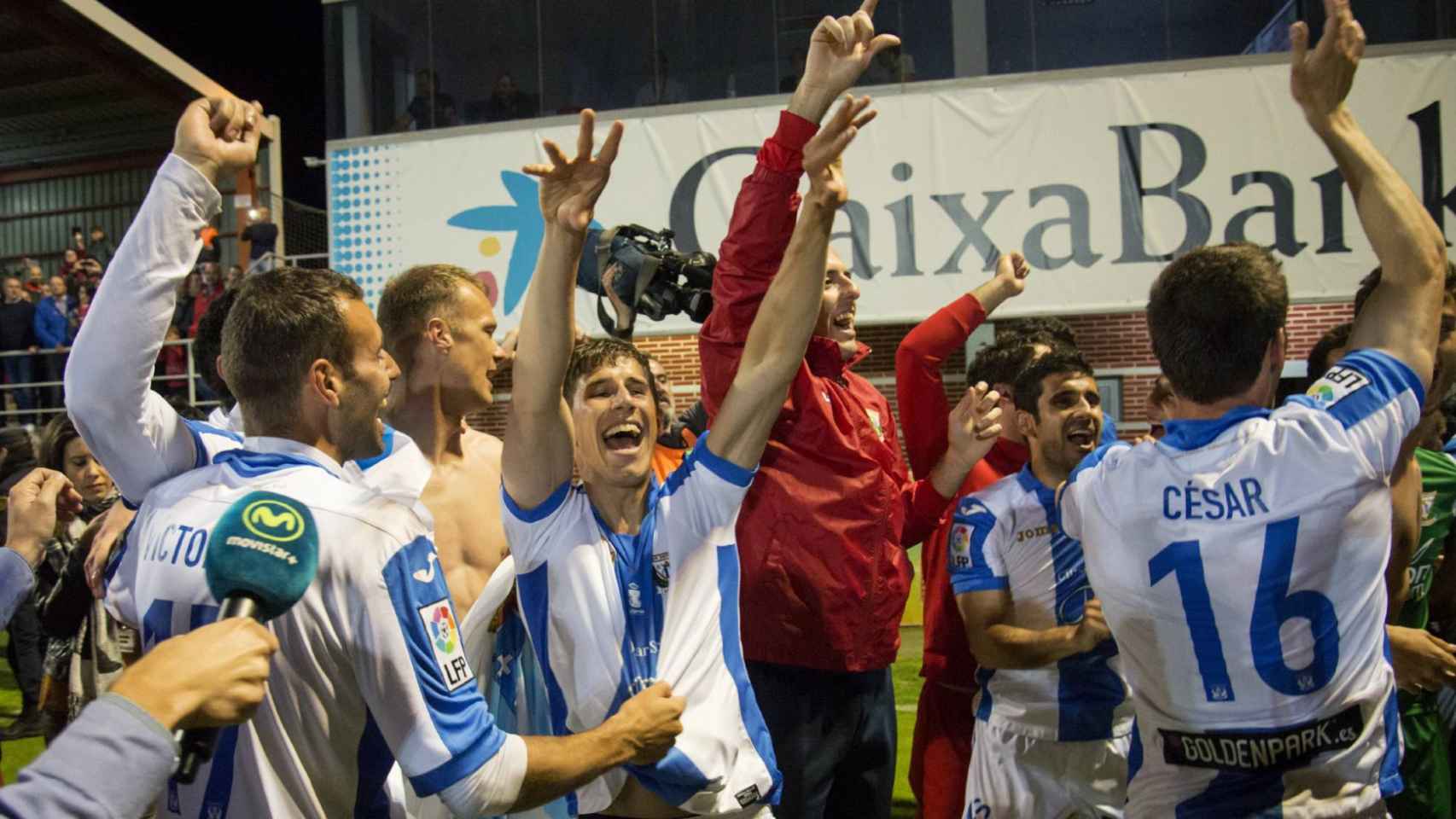 El Leganés celebra el ascenso a Primera en 2016