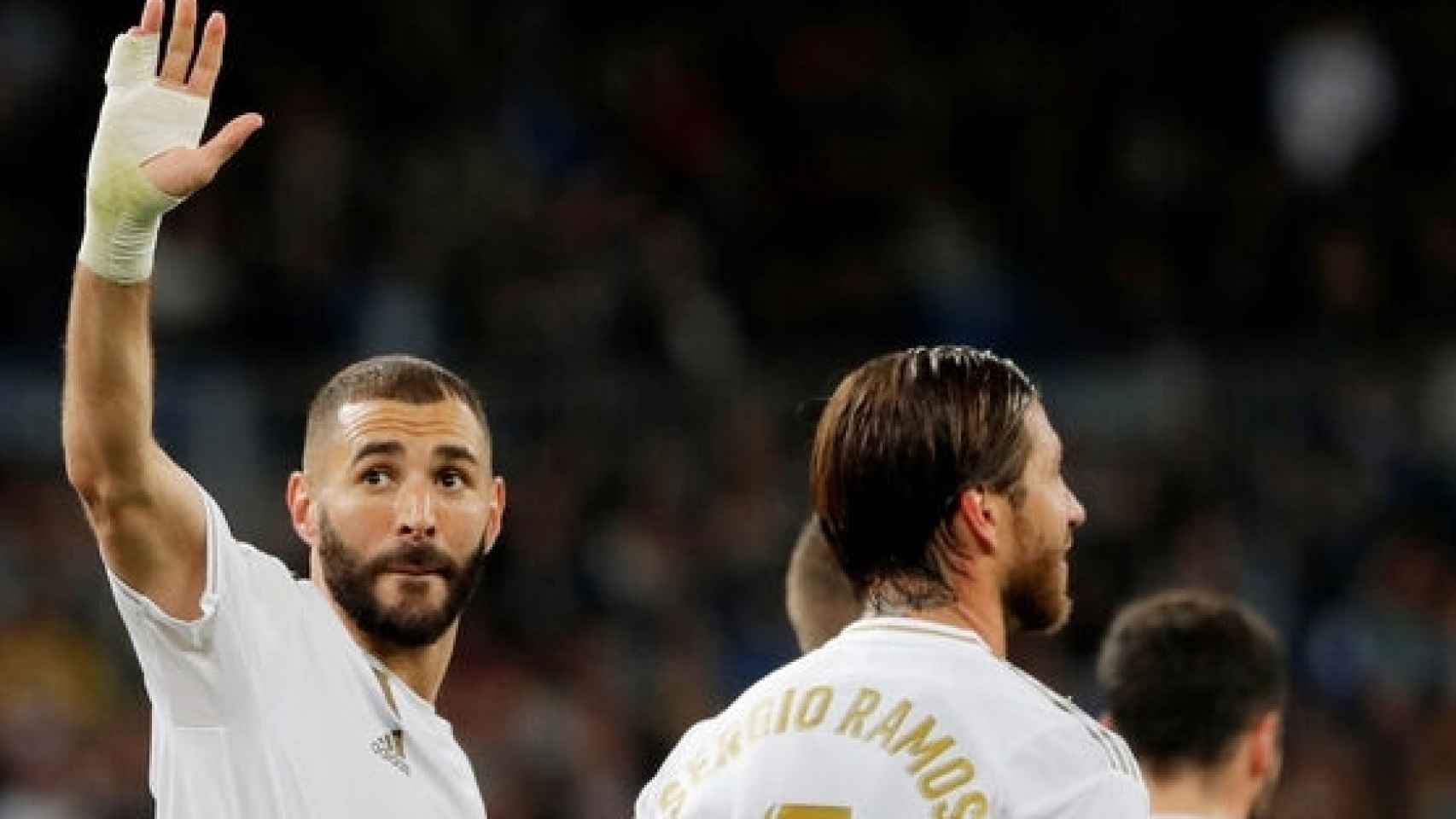 Karim Benzema y Sergio Ramos, durante un partido de La Liga
