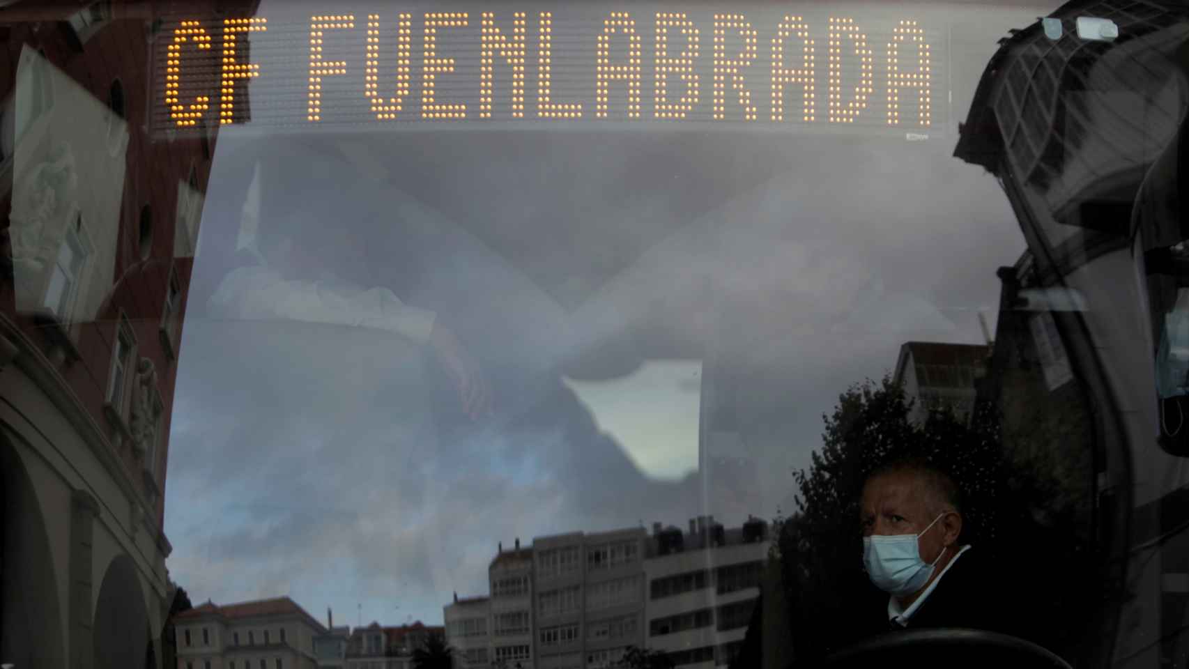El autobús del CF Fuenlabrada en La Coruña