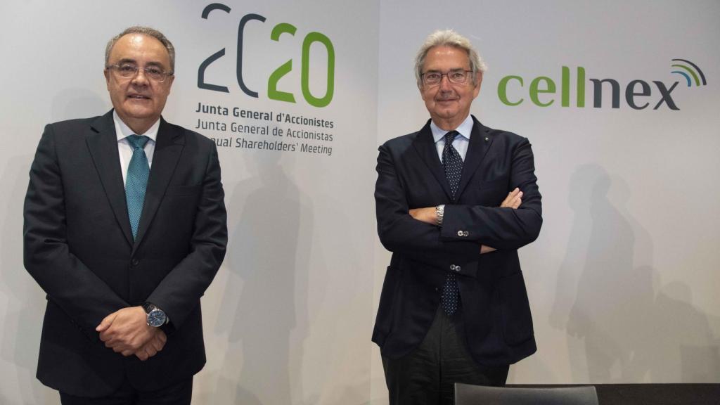 El consejero delelgado de Cellnex Telecom, Tobías Martínez, y el presidente, Franco Bernabè