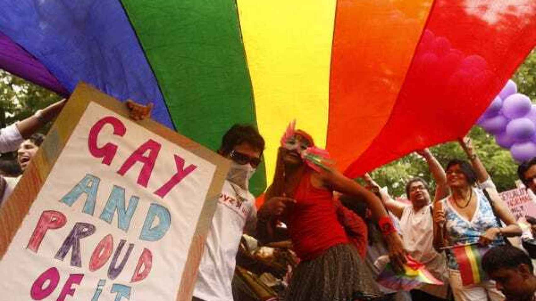 Una manifestación LGTBI en la India.