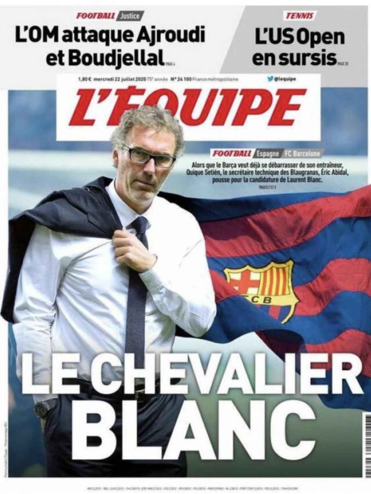 Laurent Blanc, portada en L'Équipe
